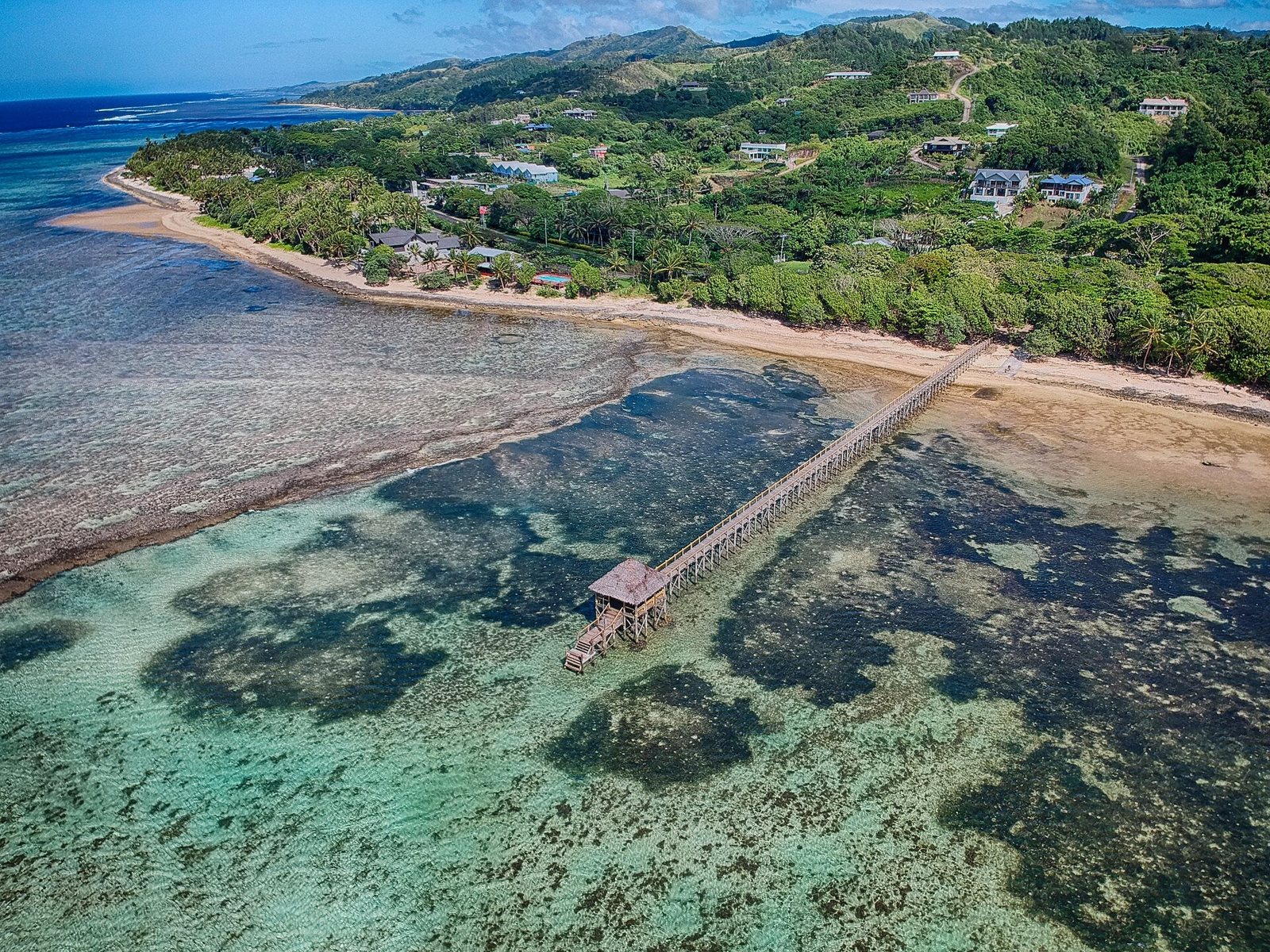 Turquoise reef flats along Fiji's Coral Coast